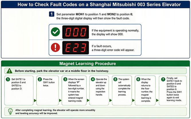 How to Check Fault Codes on a Shanghai Mitsubishi 003 Series Elevator